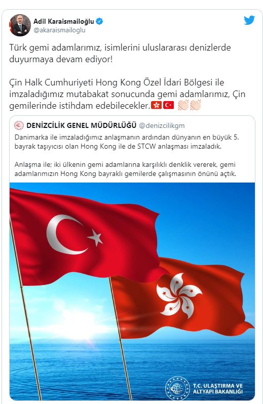 HONG KONG İLE STCW ANLAŞMASI İMZALANDI
