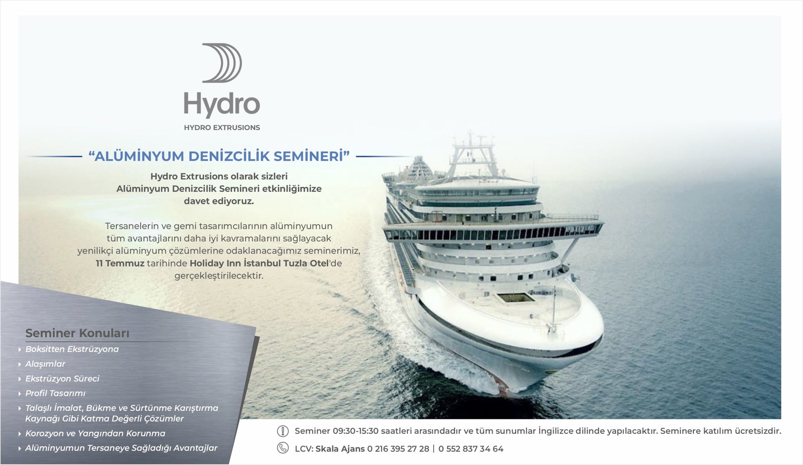 DENİZCİLİK SEKTÖRÜ ”HYDRO EXTRUSIONS ALÜMİNYUM DENİZCİLİK SEMİNERİ’’NDE BULUŞACAK