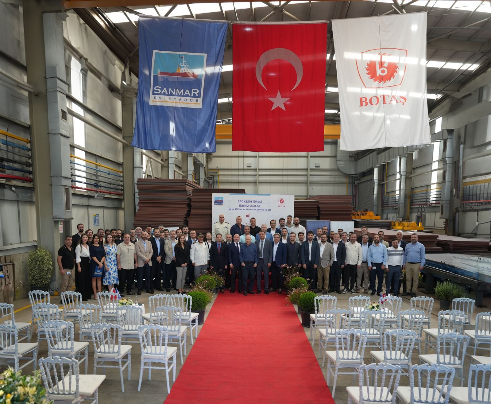 SANMAR, BOTAŞ için inşa edeceği Dört Adet Elektrikli Römorkör İçin Sac Kesim Töreni Düzenledi