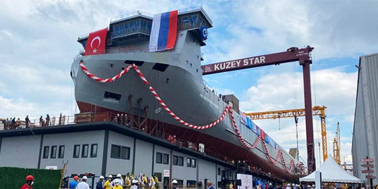 KUZEY STAR TERSANESİ MARSHAL ROKOSSOVSKY GEMİSİNİ SUYA İNDİRDİ 2 kuzeystarshipyard marshalrorkossovsky shipbuilding2
